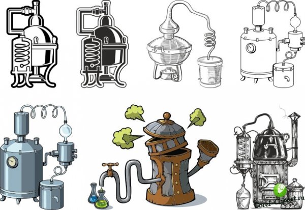 Самогонный аппарат аламбик вектор