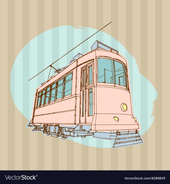Трамвай ретро вектор