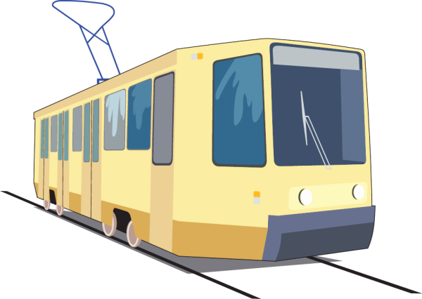 Трамвай на белом фоне