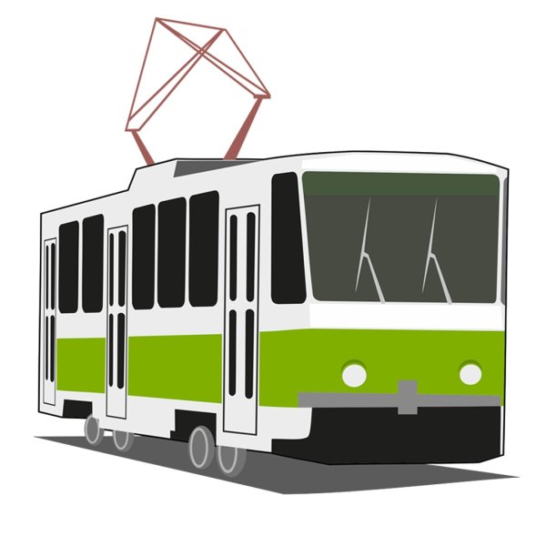 Трамвай на белом фоне
