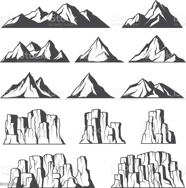 Силуэты гор скал