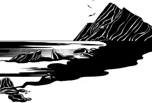 Море горы силуэт