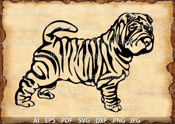 Black vector shar Pei PNG