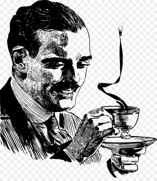 Человек пьет кофе