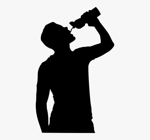 Силуэт человека с бутылкой