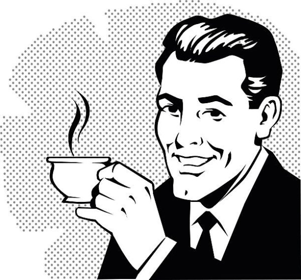 Нарисованный чел с кофе