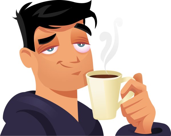 Векторный человек с чашкой кофе