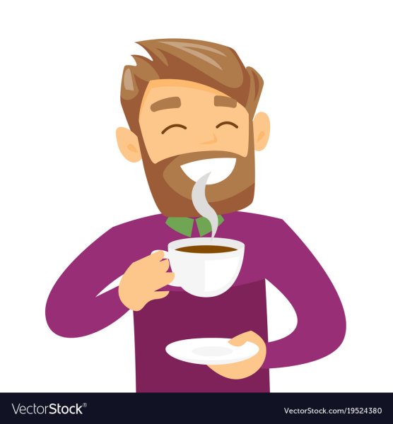 Нарисованный чел с кофе