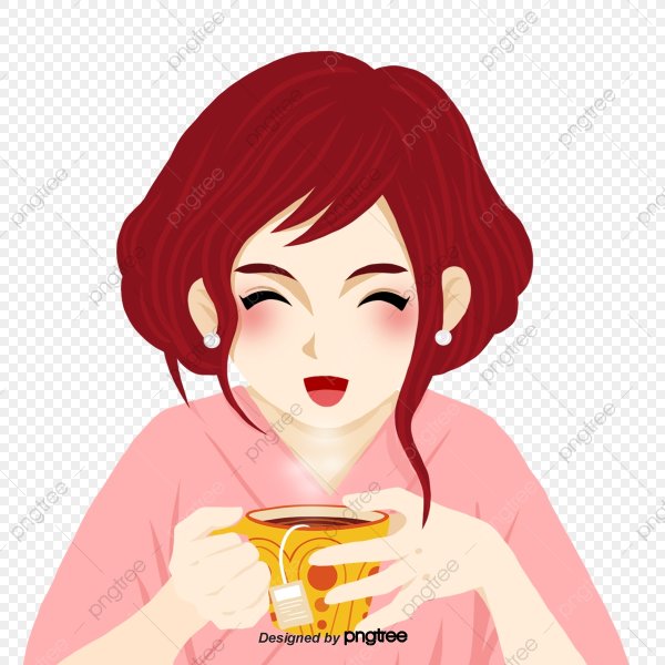 Девушка пьет чай вектор