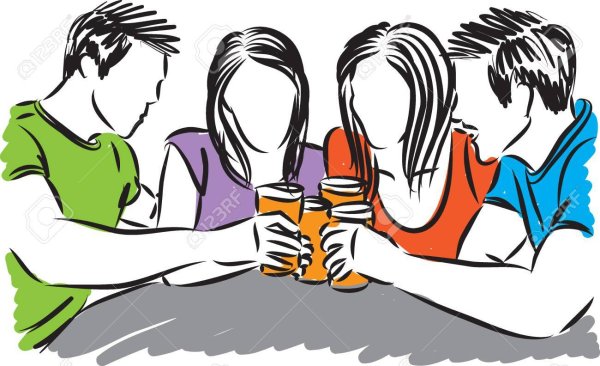 Друзья выпивают вектор