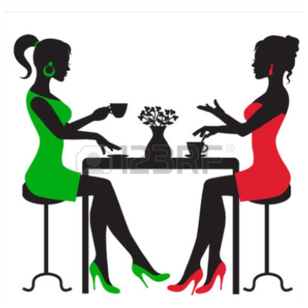 Подруги пьют кофе силуэт