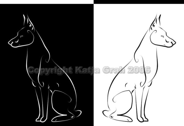 Эскиз для тату Доберман лёгкий