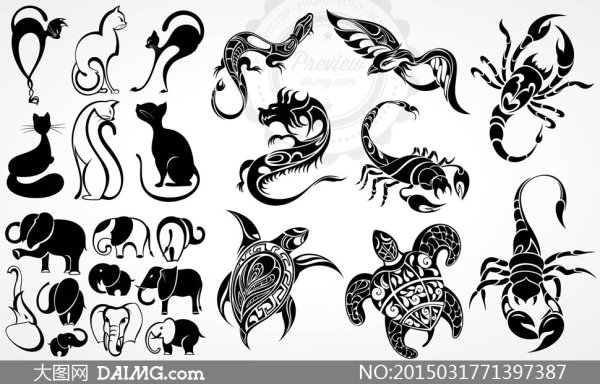 Эскизы стилизованных животных