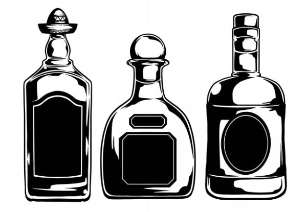 Силуэты бутылок алкоголя