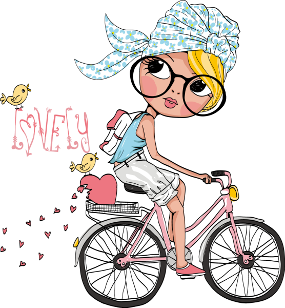 Девочка на велосипеде мультяшная