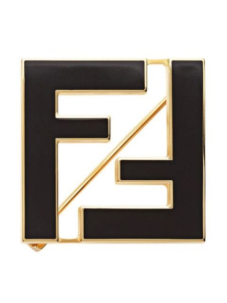 Fendi двухцветная брошь FF