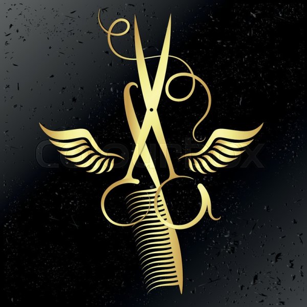 Парикмахерская ножницы и расческа