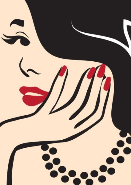 Маникюр с силуэтом девушки