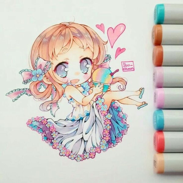 Чиби маркерами Копик