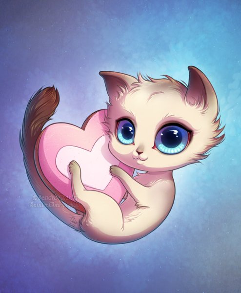 кошечка и сердечко