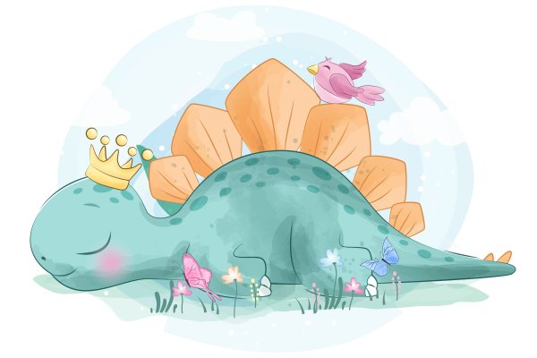 Динозаврик с цветами