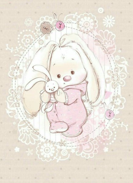 Милые зайки на прозрачном фоне