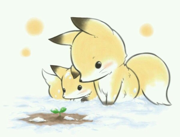 Аниме животные милые лисята