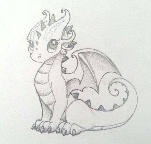 Дракончик для рисования карандашом