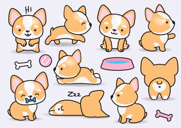 Корги Кавайи арт