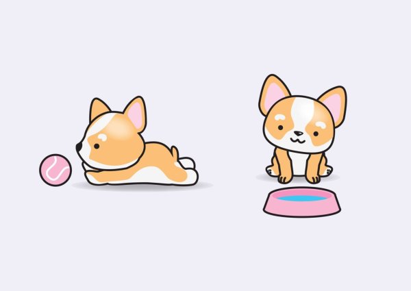 Корги Кавайи арт