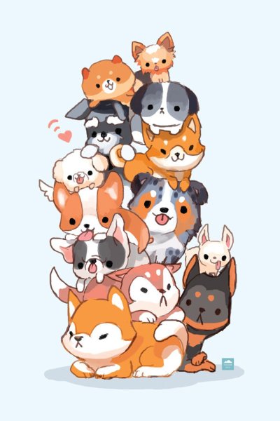 Щенки в мультяшном стиле