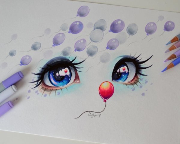 Рисование маркерами глаза