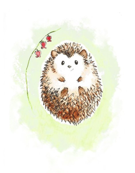 Милые ежики в акварели