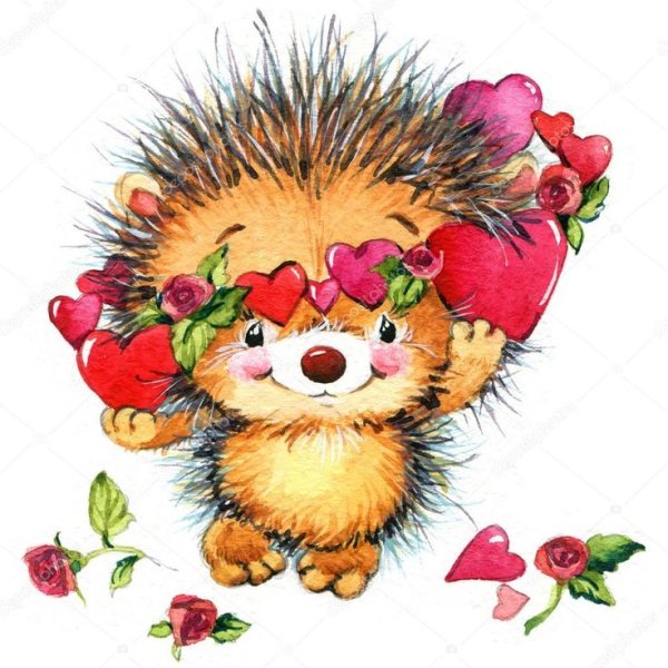 Ежик с букетом