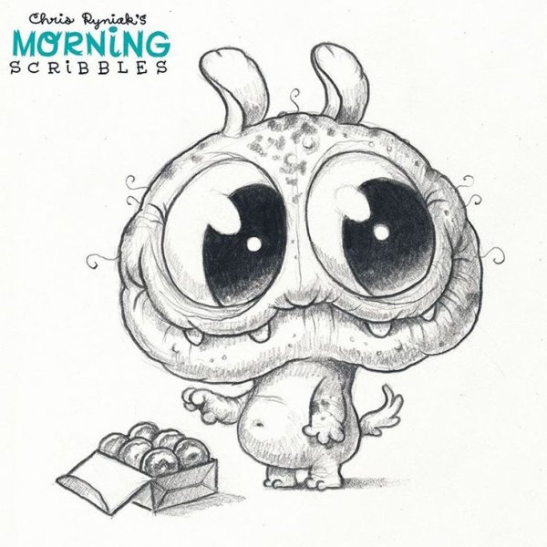 Милые монстрики для срисовки карандашом