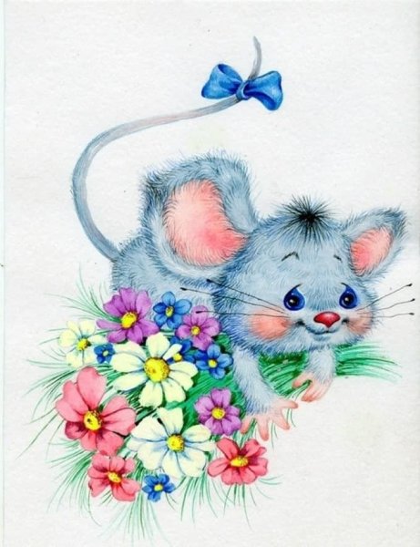 Мышка с цветочком