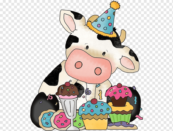 Открытка с коровой с днем рождения