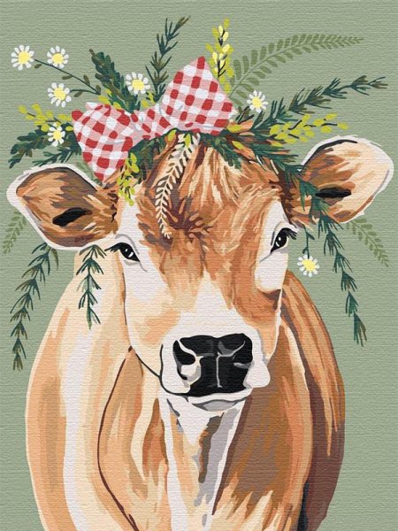 Корова с венком на голове