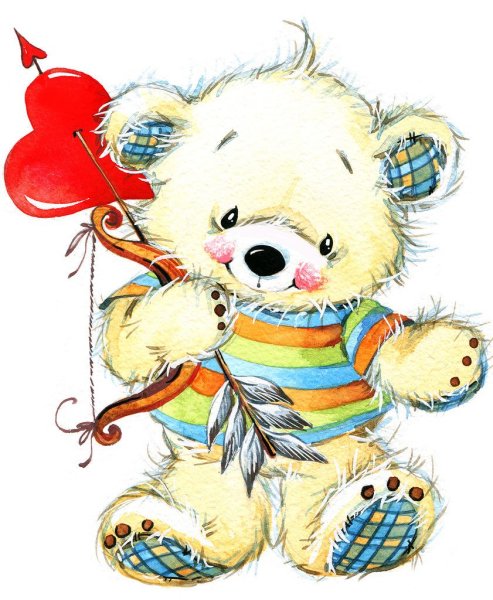 Мишка акварель