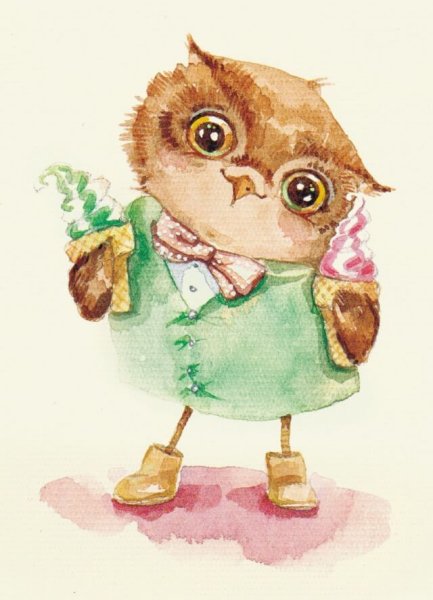 Сова на белом фоне мультяшная