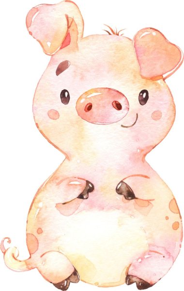 Свинка акварель
