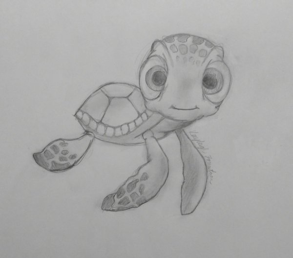 Рисование карандашом черепаху