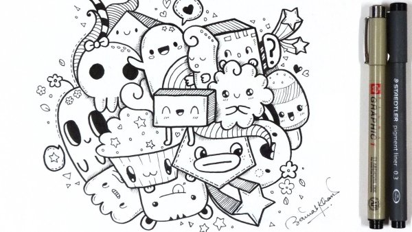 Рисунки дудлинг монстрики