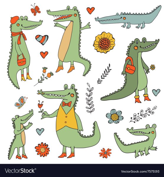 Милый крокодил нарисованный