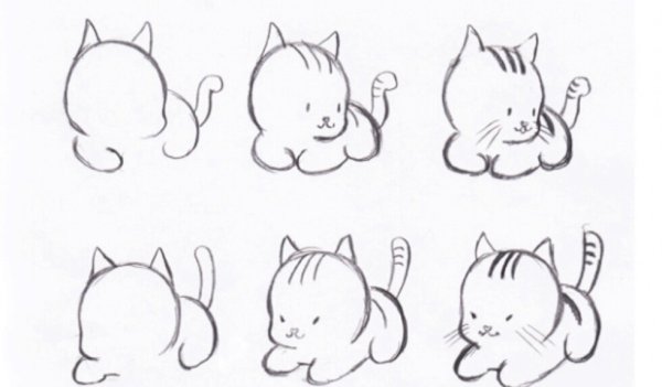 Лёгкие рисунки котят