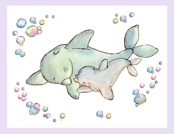 Милые дельфины рисунки