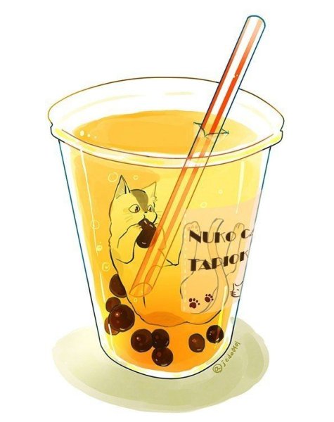 Кавайные котики с коктейлем