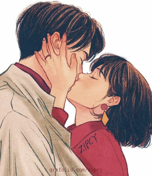 Парочки поцелуй арт