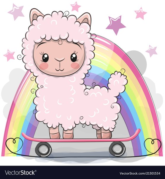 Милая лама рисунок мультяшка