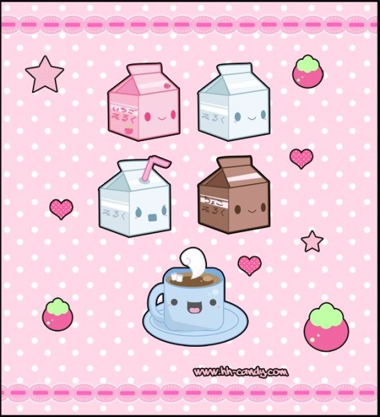 Кавайные наклейки молока